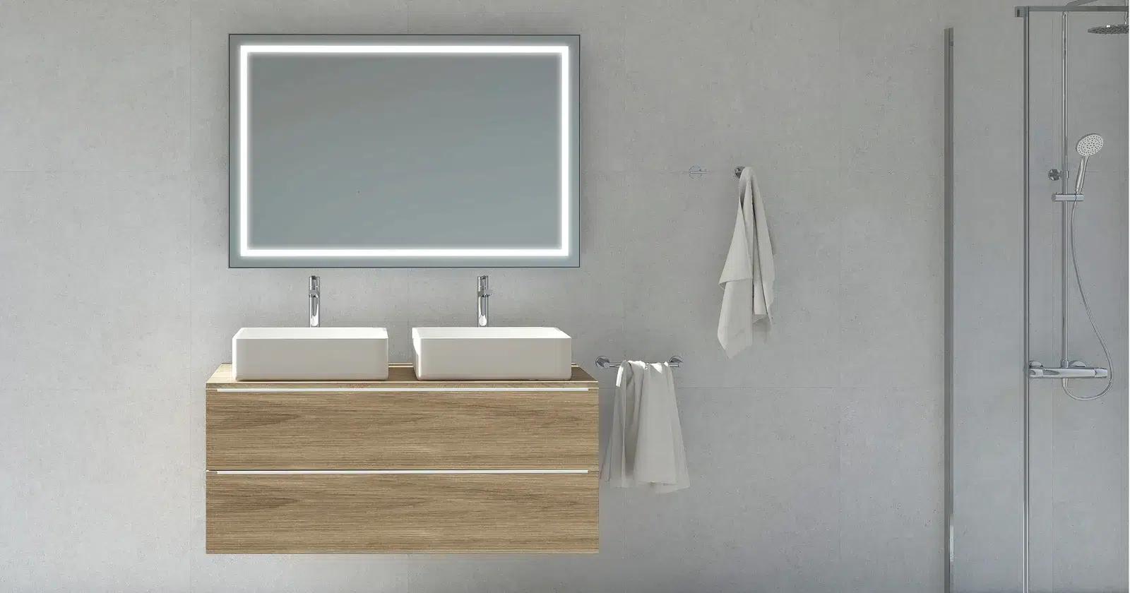 Comparativa de mueble de baño suspendido y con patas en un baño moderno