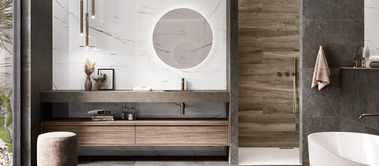 Colores tierra y texturas naturales en baños: tendencia 2026